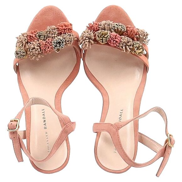 Loeffler Randall Tassel-Embellished Sandal Heels in Peach Suede